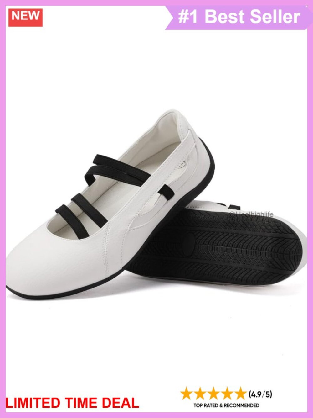Mary Jane Ballet Sneakers Elastic Strap Foam Insole Comfortable Flats